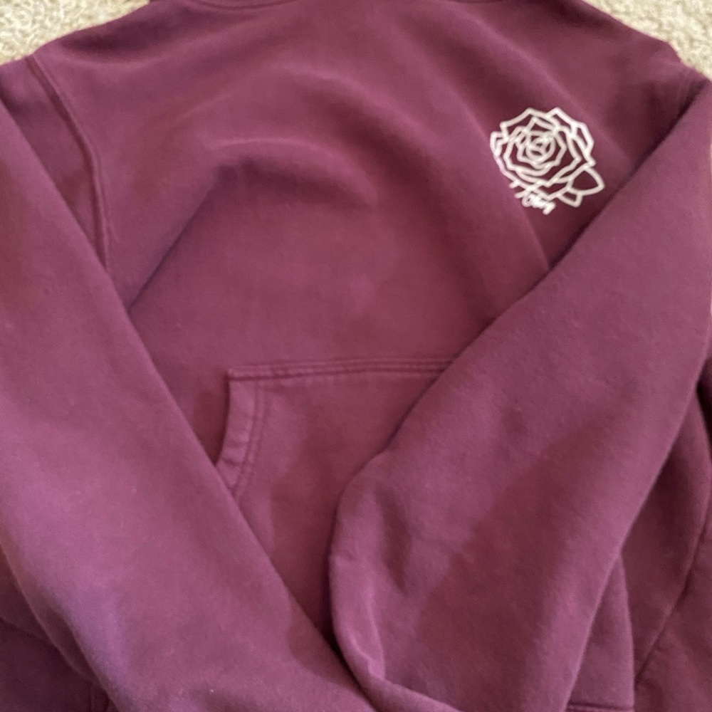 OBEY burgundy hoodie with white rose